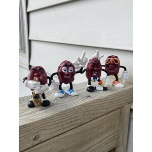 Four 1987 California Raisins 2.5+" Sing Dance Saxophone Figures Cake Toppers
